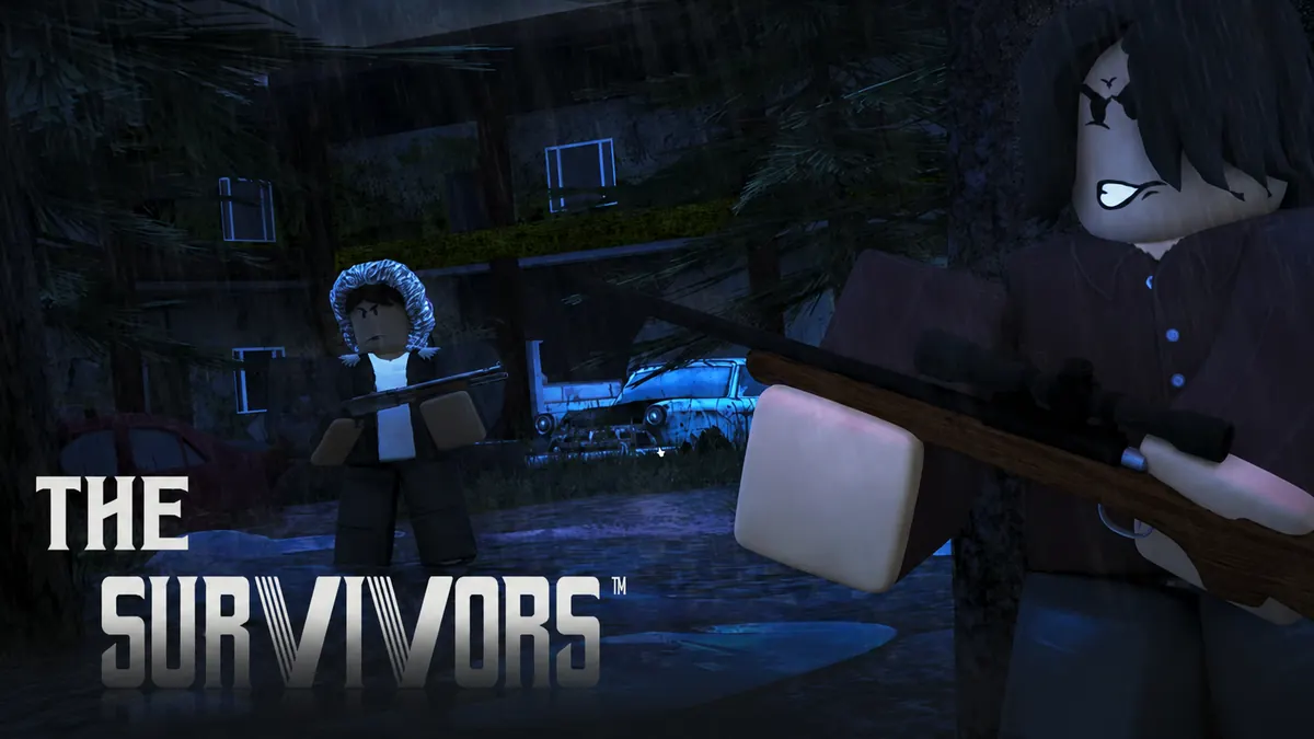 The Survivors Roblox characters exploring a dark abandoned building
